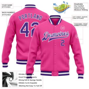Custom Pink Purple White Bomber Full Snap Baseball Jacket Custom Team Jacket 2 gtieyf.jpg