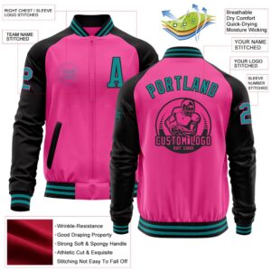 Custom Pink Teal Black Bomber Varsity Baseball Jacket Custom Team Jacket 2 zcdu87.jpg