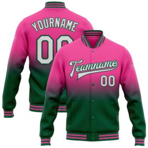 Custom Pink White Kelly Green Bomber Full&hellip;