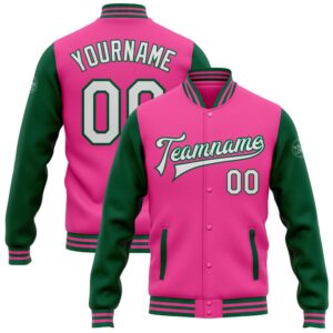 Custom Pink White Kelly Green Bomber Full&hellip;
