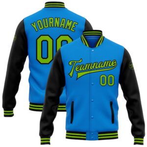 Custom Powder Blue Neon Green Black Bomber&hellip;