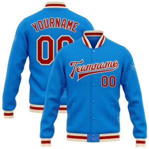 Custom Powder Blue Red Cream Bomber Full&hellip;