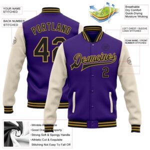 Custom Purple Black Cream Old Gold Bomber Full Snap Varsity Baseball Jacket Custom Team Jacket 2 hbri4v.jpg