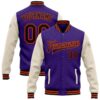 Custom Purple Black Cream Old Gold Bomber Full Snap Varsity Baseball Jacket, Custom Team Jacket