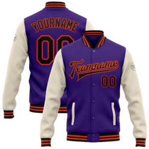 Custom Purple Black Cream Orange Bomber Full&hellip;