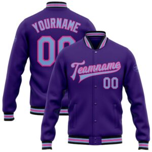 Custom Purple Light Blue Pink Black Bomber&hellip;