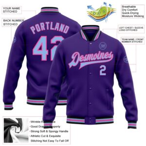 Custom Purple Light Blue Pink Black Bomber Full Snap Baseball Jacket Custom Team Jacket 2 rgi9os.jpg