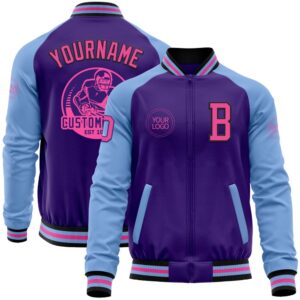 Custom Purple Pink Black Light Blue Bomber&hellip;