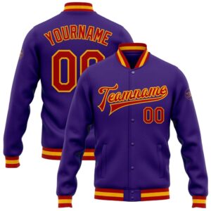 Custom Purple Red Gold Bomber Full Snap&hellip;