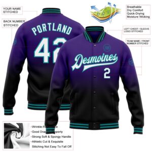 Custom Purple White Black Teal Bomber Full Snap Baseball Jacket Custom Team Jacket 2 ggxzre.jpg