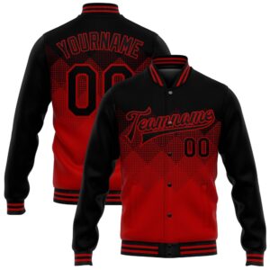 Custom Red Black 3D Pattern Design Bomber&hellip;