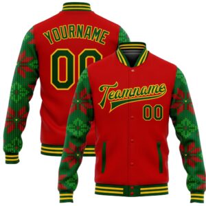 Custom Red Green Gold Christmas 3D Bomber&hellip;