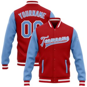 Custom Red Light Blue White Bomber Full&hellip;