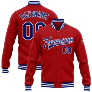 Custom Red Royal White Bomber Full Snap&hellip;