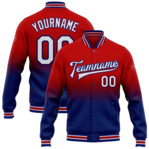 Custom Red White Royal Bomber Full Snap&hellip;
