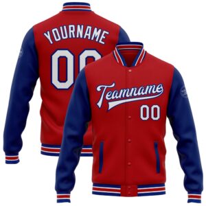 Custom Red White Royal Bomber Full Snap&hellip;
