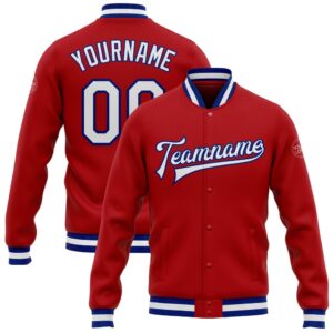 Custom Red White Royal Bomber Full Snap&hellip;