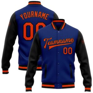 Custom Royal Orange Black Bomber Full Snap&hellip;