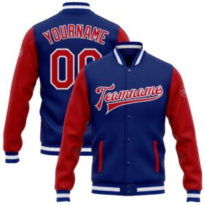 Custom Royal Red White Bomber Full Snap&hellip;