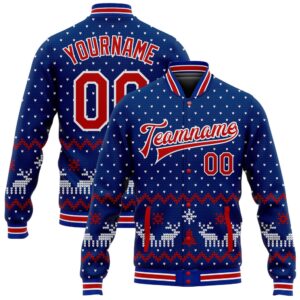 Custom Royal Red White Christmas 3D Bomber&hellip;