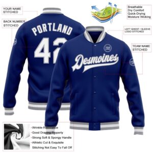 Custom Royal White Gray Bomber Full Snap Baseball Jacket Custom Team Jacket 2 xa42ne.jpg
