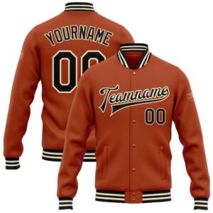 Custom Texas Orange Black Cream Bomber Full&hellip;