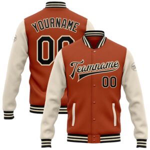 Custom Texas Orange Black Cream Bomber Full&hellip;