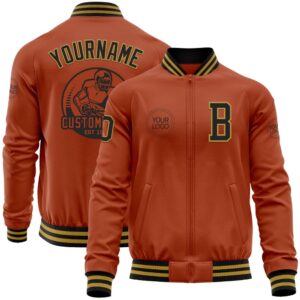 Custom Texas Orange Black Old Gold Bomber&hellip;