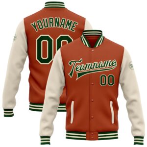 Custom Texas Orange Green Cream Bomber Full&hellip;
