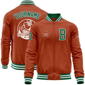 Custom Texas Orange Kelly Green White Bomber&hellip;