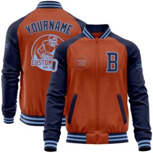 Custom Texas Orange Light Blue Navy Bomber&hellip;