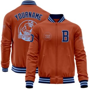 Custom Texas Orange Navy Light Blue Bomber&hellip;