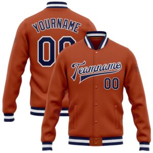 Custom Texas Orange Navy White Bomber Full&hellip;