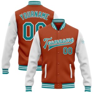 Custom Texas Orange Teal White Bomber Full&hellip;
