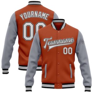 Custom Texas Orange White Black Gray Bomber&hellip;
