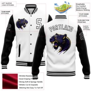 Custom White Black 3D Pattern Design Bomber Full Snap Baseball Jacket Custom Team Jacket 2 a50uch.jpg