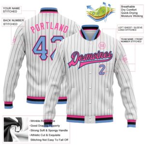 Custom White Black Pinstripe Light Blue Black Pink Bomber Full Snap Baseball Jacket Custom Team Jacket 2 y15kyb.jpg