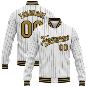 Custom White Black Pinstripe Old Gold Bomber&hellip;