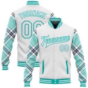 Custom White Ice Blue Aqua Navy Check&hellip;