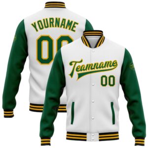 Custom White Kelly Green Gold Black Bomber&hellip;