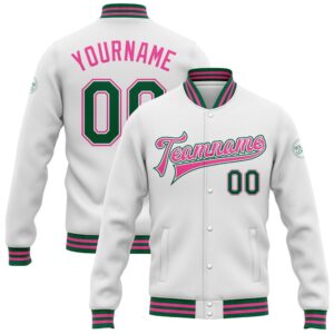 Custom White Kelly Green Pink Bomber Full&hellip;
