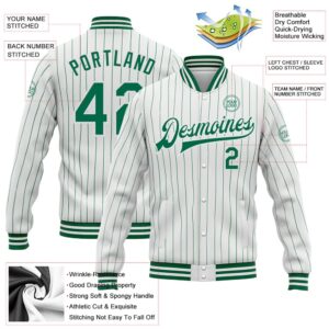Custom White Kelly Green Pinstripe Kelly Green Bomber Full Snap Baseball Jacket Custom Team Jacket 2 hcssr4.jpg
