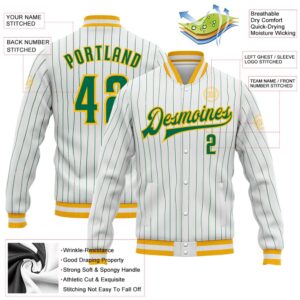 Custom White Kelly Green Pinstripe Kelly Green Gold Bomber Full Snap Baseball Jacket Custom Team Jacket 2 kyvdgk.jpg