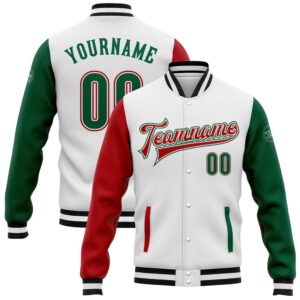 Custom White Kelly Green Red Bomber Full&hellip;