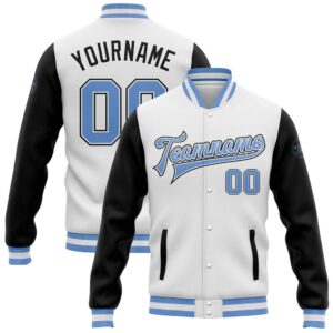 Custom White Light Blue Black Bomber Full&hellip;
