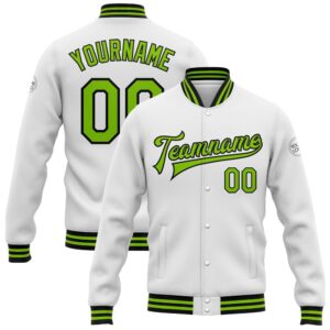 Custom White Neon Green Black Bomber Full&hellip;