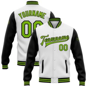 Custom White Neon Green Black Bomber Full&hellip;