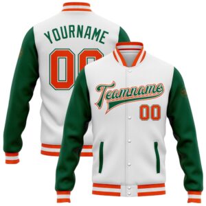 Custom White Orange Kelly Green Bomber Full&hellip;