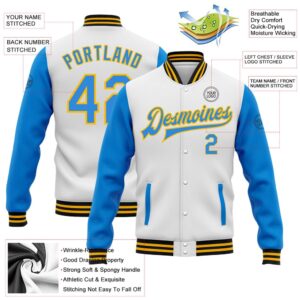 Custom White Powder Blue Gold Black Bomber Full Snap Varsity Baseball Jacket Custom Team Jacket 2 mdvcmt.jpg