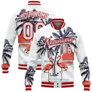Custom White Red Flamingo And Tropical Hawaii&hellip;